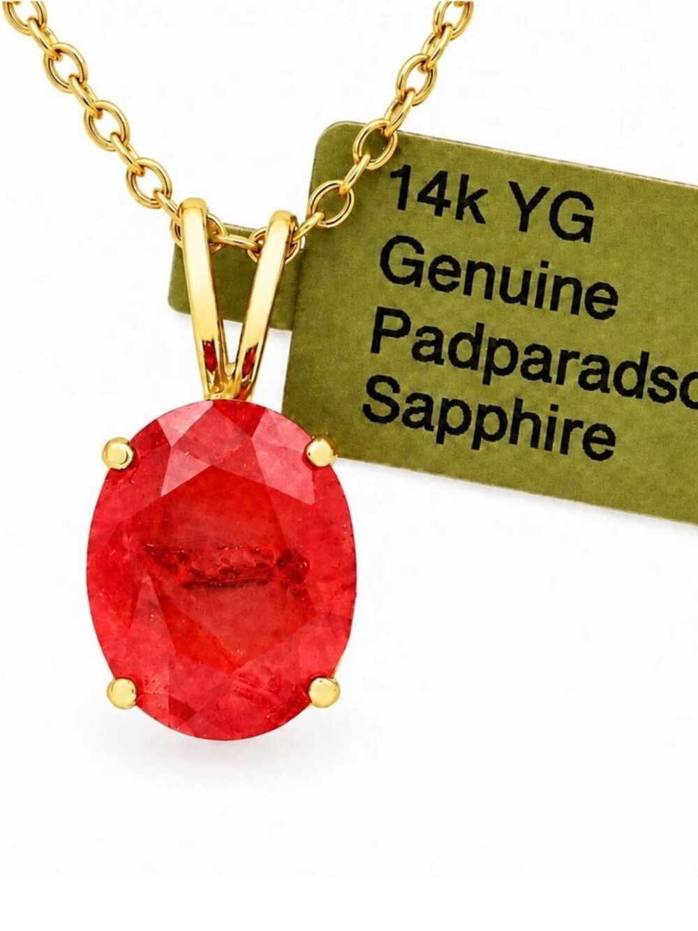 Genuine 2.76 Cts Padparadscha Sapphire Pendant 14k Yellow Gold